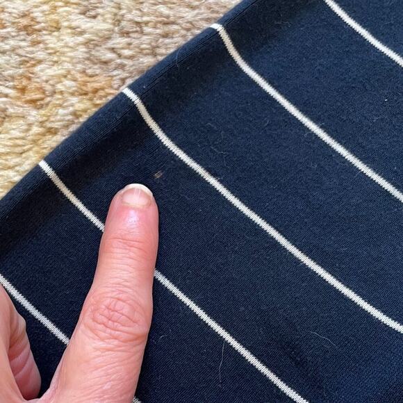 J. Jill Pima Cotton 3/4 Sleeve V-Neck Top Navy White Stripe Pullover, Size L - Picture 11 of 11